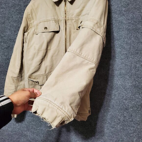 Vintage Kirra Jacket Mens XL Tan Canvas Chore Coat 90s Skate Surf Trucker Grunge - Picture 4 of 11